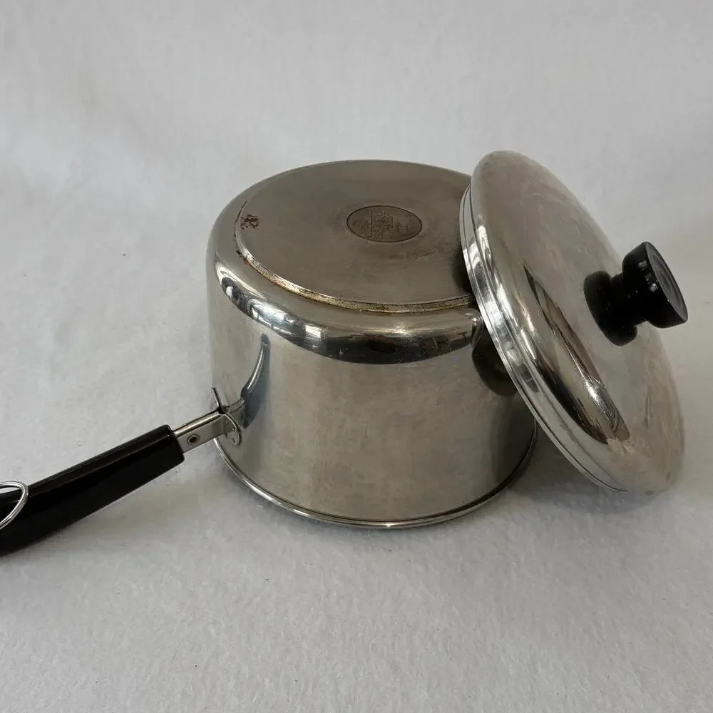 Revere Ware 1 QT Saucepan Pot & Lid Clinton 97C Aluminum Disc Bottom Stainless